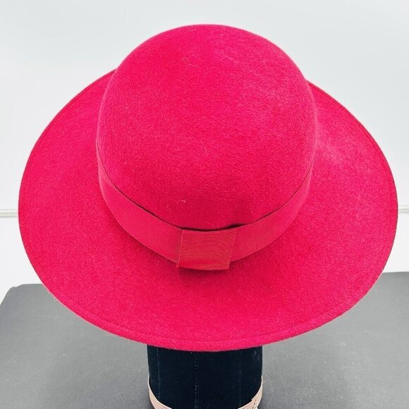 Burberrys\' London Vintage Derby Fedora Hat Sz M Berry Red Wool Felt England main image 5